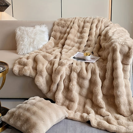 Cozy Bubble Rabbit Plush Blanket - All-Season Comfort