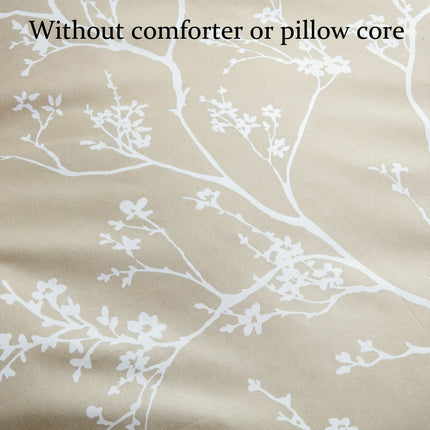 Ultra-Soft Khaki Floral Duvet Cover Set - Breathable & Cozy
