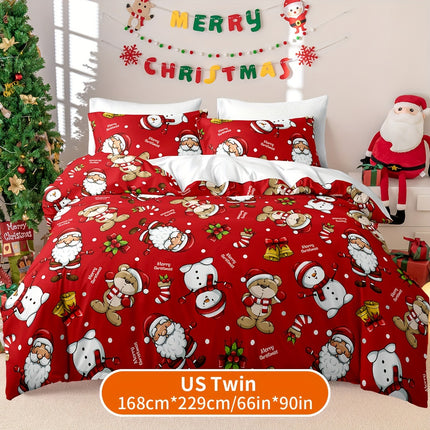 3pcs Christmas Celebration Duvet Cover Set - Festive & Cozy