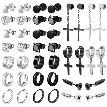 20 Pairs Stainless Steel Ear Studs