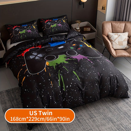 3pcs Gamer Duvet Cover Set - Gamepad Print Bedding