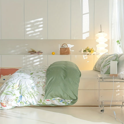 3pcs Flower and Bird Print Quilt Cover Set