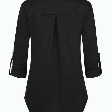 Solid Color V-Neck 3/4 Sleeve Nursing Top