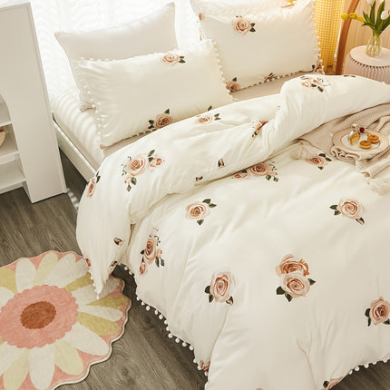 3pcs Floral Polyester Duvet Cover Set - Fresh & Pastoral Style