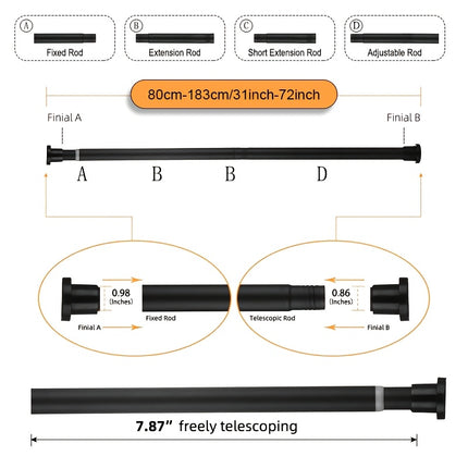 Adjustable No-Drill Telescopic Rod