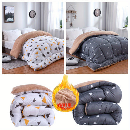 Traditional Reversible Geometric-Pattern Quilt – All-Season Comforter