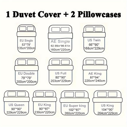 3pcs Flower and Bird Print Quilt Cover Set