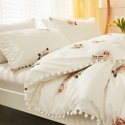 3pcs Floral Polyester Duvet Cover Set - Fresh & Pastoral Style