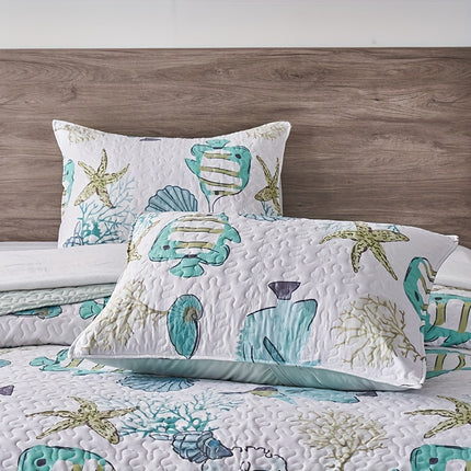 3-Piece Coastal Comforter Set - Starfish & Shell Design