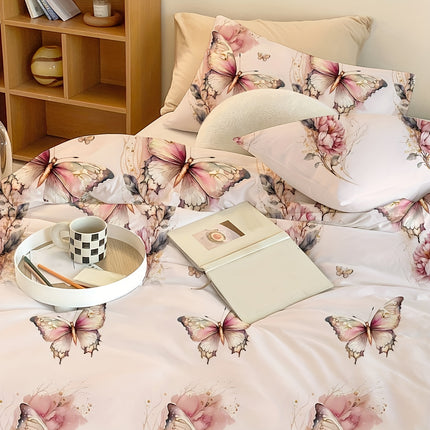 3-Piece Butterfly Print Duvet Cover Set - Soft & Dreamy