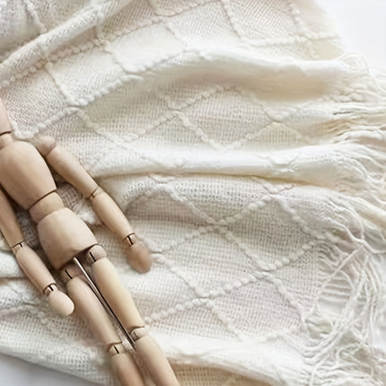 Scandinavian-Inspired Knit Throw Blanket with Tassels