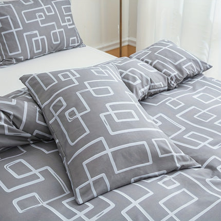3pcs Ultra-Soft Gray Striped Duvet Cover Set