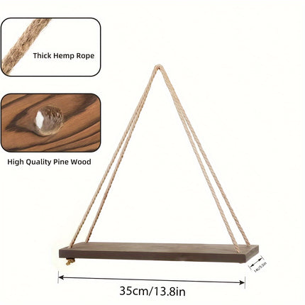 Charming Wooden Swing Wall Decor with Hemp Rope - Monti Bargains