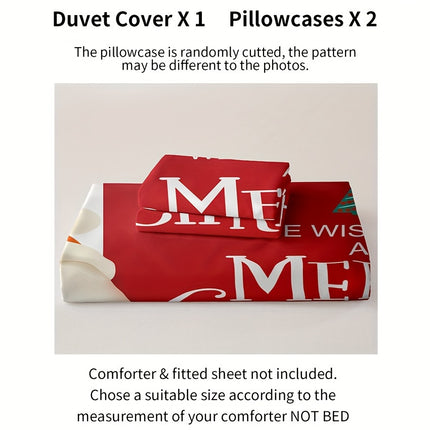 Christmas Santa Theme Duvet Cover Set - Festive & Cozy
