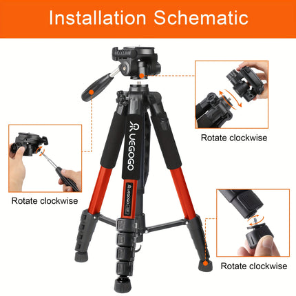 UEGOGO Heavy Duty Camera Tripod - 360° Rotation, Portable