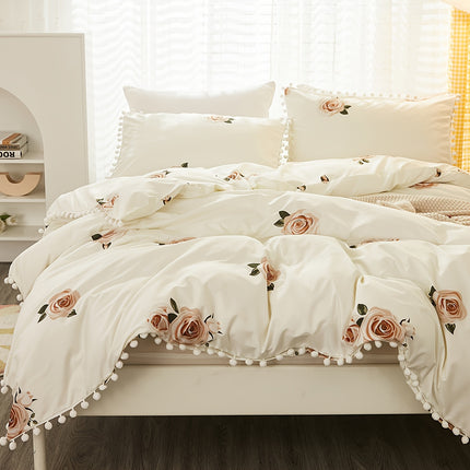 3pcs Floral Polyester Duvet Cover Set - Fresh & Pastoral Style