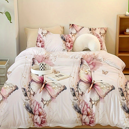 3-Piece Butterfly Print Duvet Cover Set - Soft & Dreamy