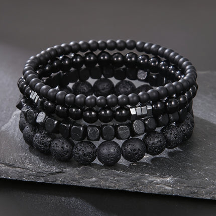 4pcs Men's Natural Stone Bracelet Set