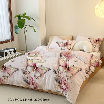 3-Piece Butterfly Print Duvet Cover Set - Soft & Dreamy