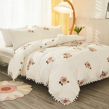 3pcs Floral Polyester Duvet Cover Set - Fresh & Pastoral Style