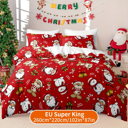 3pcs Christmas Celebration Duvet Cover Set - Festive & Cozy