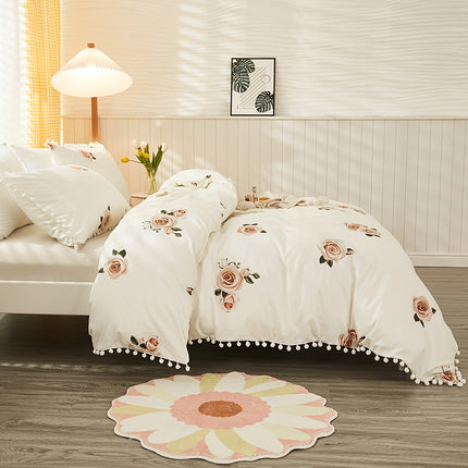3pcs Floral Polyester Duvet Cover Set - Fresh & Pastoral Style
