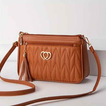 Elegant Quilted Crossbody Bag with Tassel
