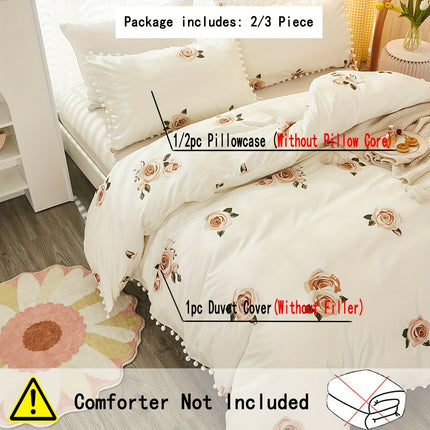3pcs Floral Polyester Duvet Cover Set - Fresh & Pastoral Style