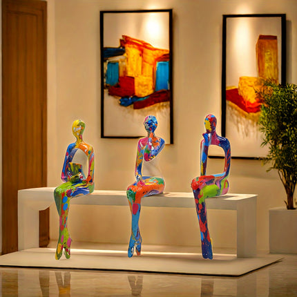 Abstract Sitting Figures Set – Artistic Home Décor Statues - Monti Bargains