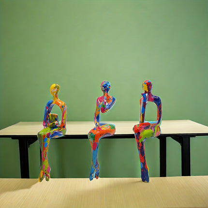 Abstract Sitting Figures Set – Artistic Home Décor Statues - Monti Bargains