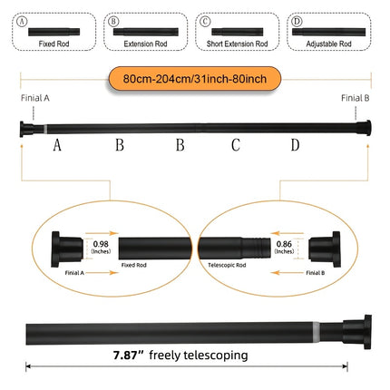 Adjustable No-Drill Telescopic Rod