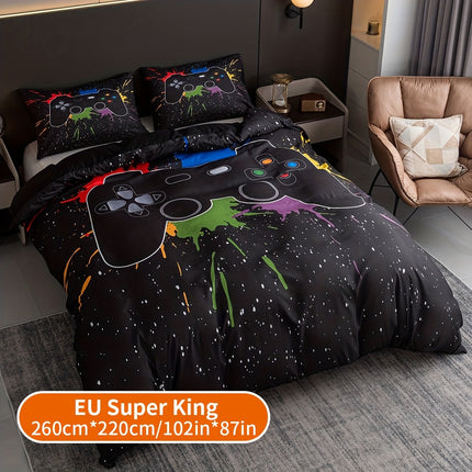 3pcs Gamer Duvet Cover Set - Gamepad Print Bedding