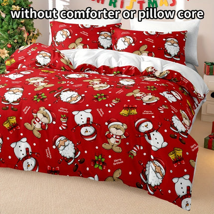 3pcs Christmas Celebration Duvet Cover Set - Festive & Cozy