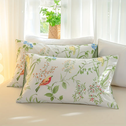 3pcs Flower and Bird Print Quilt Cover Set
