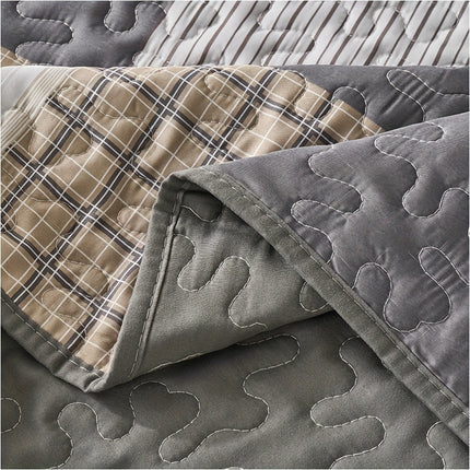 Plaid Patchwork Double Bedspread Set