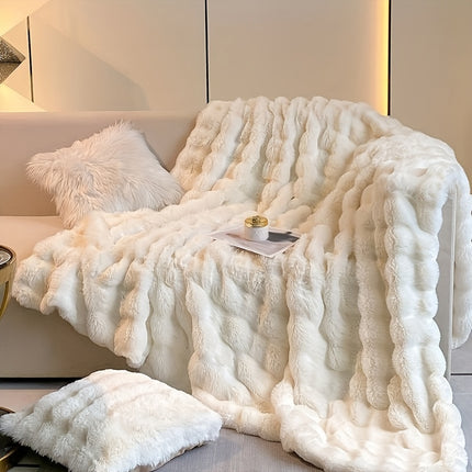 Cozy Bubble Rabbit Plush Blanket - All-Season Comfort