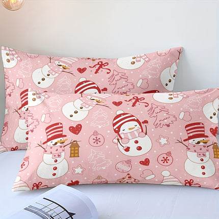 3pcs Christmas Snowman Duvet Cover Set - Festive & Cozy