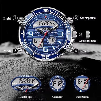 Bold Luxury Dual Display Waterproof Men's Watch
