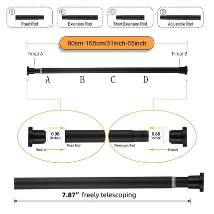 Adjustable No-Drill Telescopic Rod