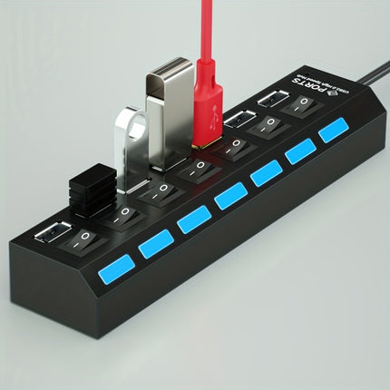 4-Port/7-Port USB Hub with Independent Switch – Universal Adapter - Monti Bargains