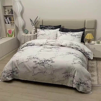 3pcs Polyester Printed Marble Pattern Quilt Cover Three-piece Set