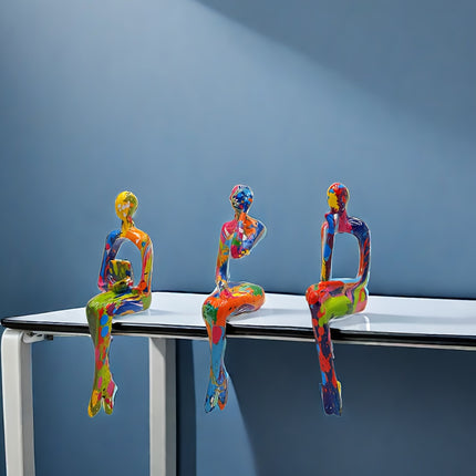 Abstract Sitting Figures Set – Artistic Home Décor Statues - Monti Bargains