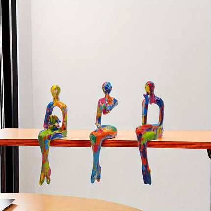 Abstract Sitting Figures Set – Artistic Home Décor Statues - Monti Bargains