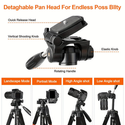 UEGOGO Heavy Duty Camera Tripod - 360° Rotation, Portable