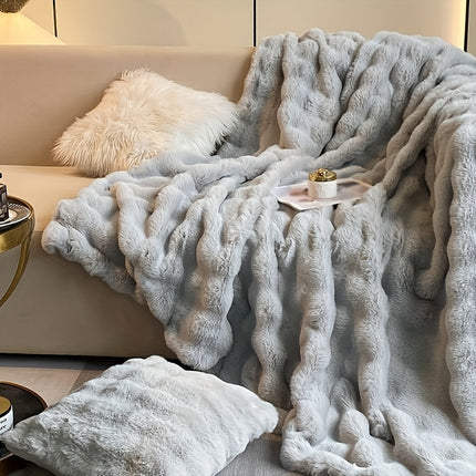 Cozy Bubble Rabbit Plush Blanket - All-Season Comfort