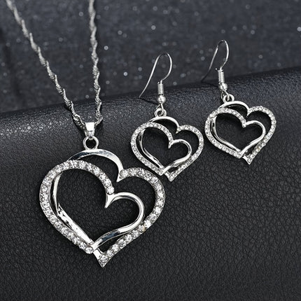 3pcs Set of Double Love Peach Heart Women's Outfit