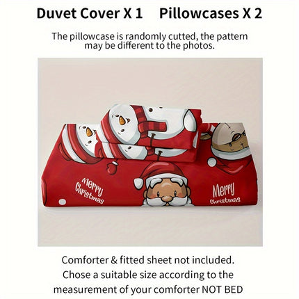 3pcs Christmas Celebration Duvet Cover Set - Festive & Cozy