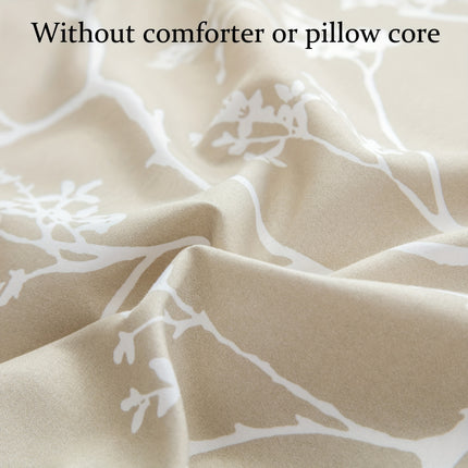 Ultra-Soft Khaki Floral Duvet Cover Set - Breathable & Cozy