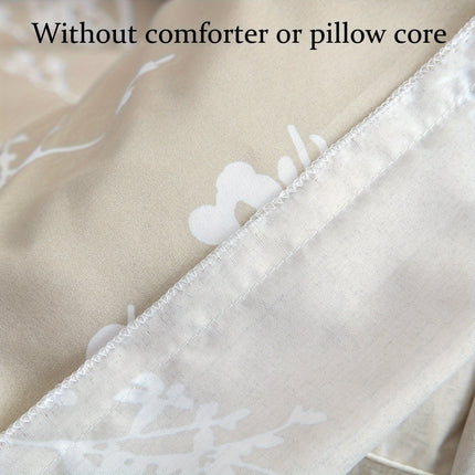 Ultra-Soft Khaki Floral Duvet Cover Set - Breathable & Cozy