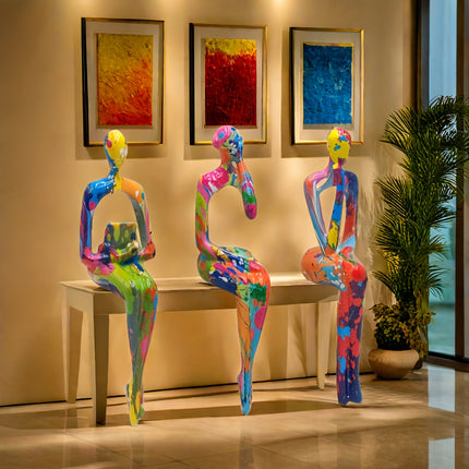 Abstract Sitting Figures Set – Artistic Home Décor Statues - Monti Bargains
